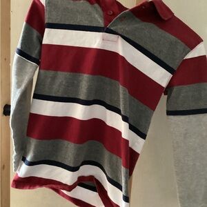 Wrangler Kids Polo Shirt - Red, Gray, and White Stripes